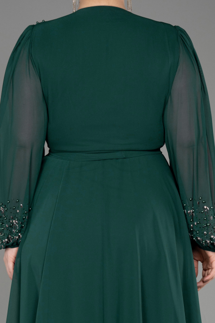 Emerald Green Long Chiffon Plus Size Evening Dress ABU3075