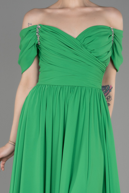 Green Long Chiffon Evening Dress ABU3827