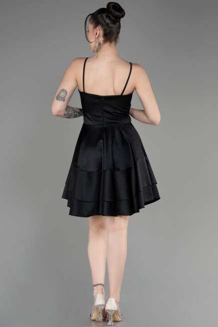 Black Short Satin Cocktail Dress ABK2042