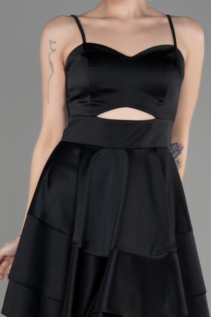 Black Short Satin Cocktail Dress ABK2042