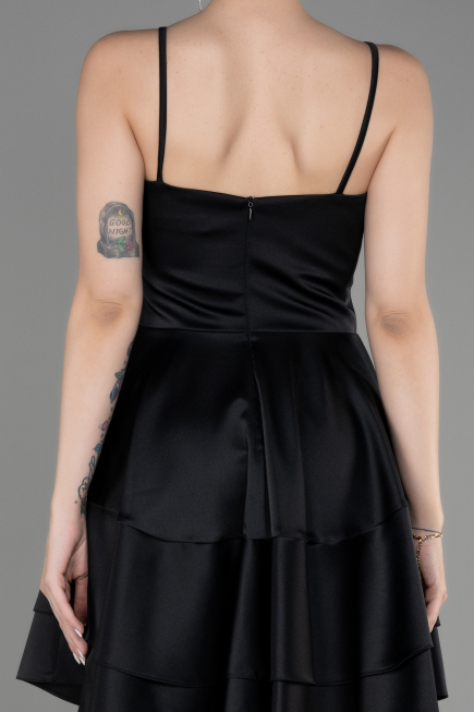 Black Short Satin Cocktail Dress ABK2042