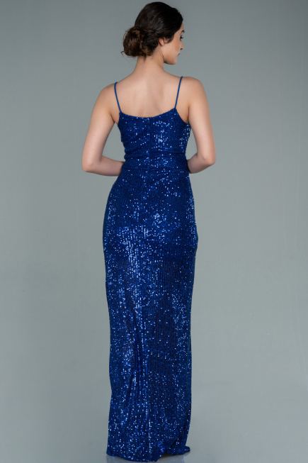 Sax Blue Long Scaly Prom Gown ABU1880