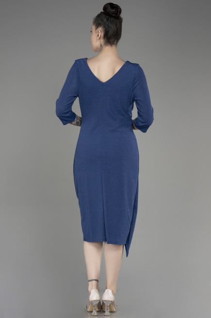 Indigo Capri Sleeve Midi Plus Size Evening Dress ABK1950