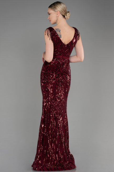Long Burgundy Mermaid Prom Dress ABU3874