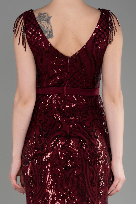 Long Burgundy Mermaid Prom Dress ABU3874