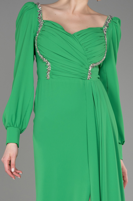 Long Green Chiffon Evening Dress ABU3885