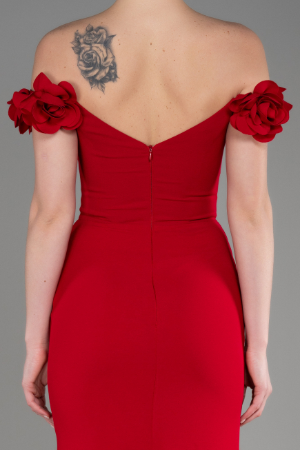 Long Red Mermaid Evening Gown ABU3891