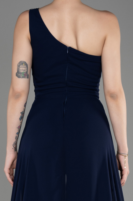Navy Blue Long Chiffon Party Evening Jumpsuit ABT116