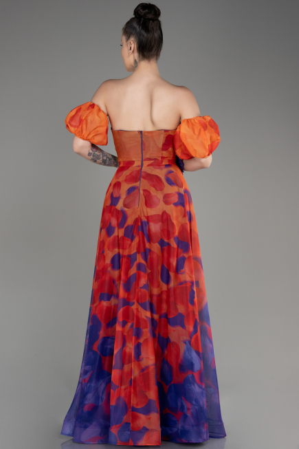 Orange Strapless Slit Long Prom Dress ABU3903