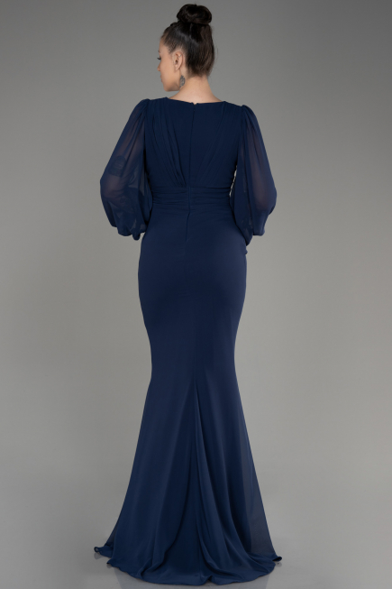 Navy Blue Long Chiffon Evening Dress ABU2818