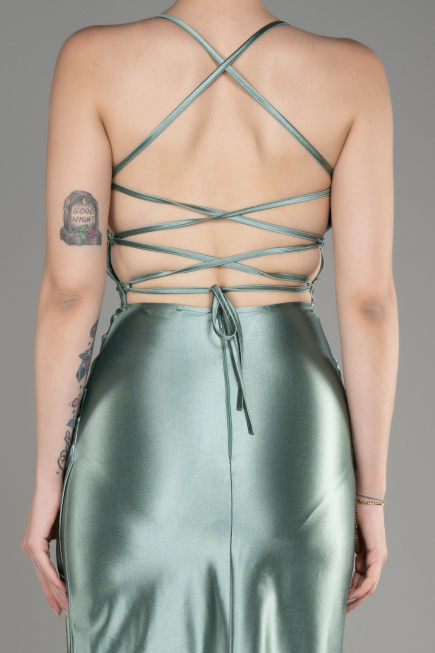 Turquoise Backless Short Satin Cocktail Dress ABK2078