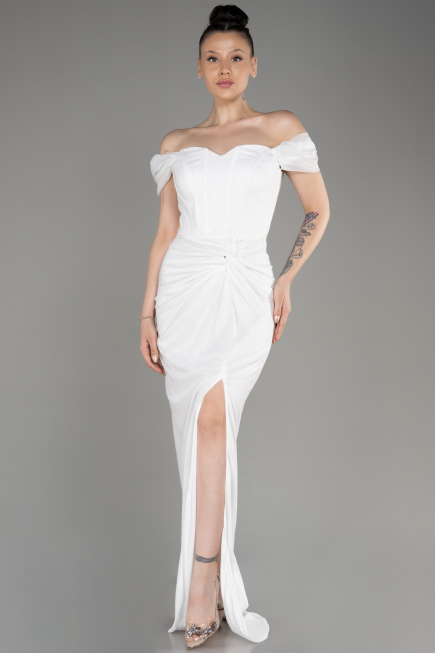 White Long Prom Gown ABU3473