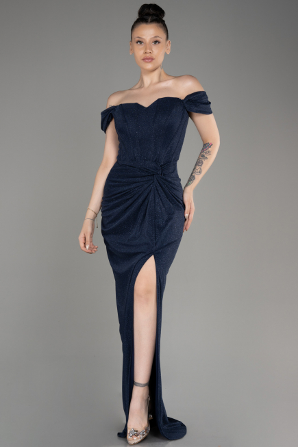 Navy Blue Long Prom Gown ABU3473