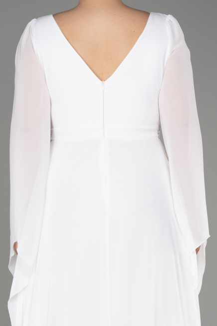White Long Chiffon Plus Size Evening Dress ABU3543