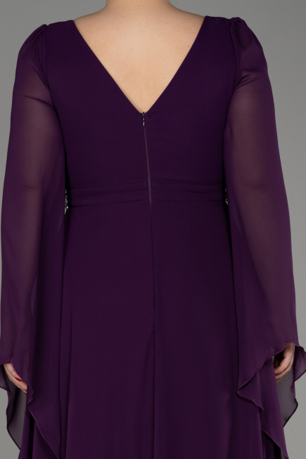 Dark Purple Long Chiffon Plus Size Evening Dress ABU3543