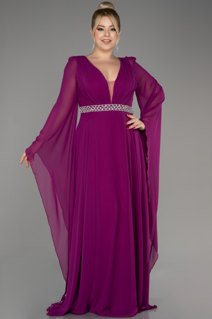Violet Long Chiffon Plus Size Evening Dress ABU3543