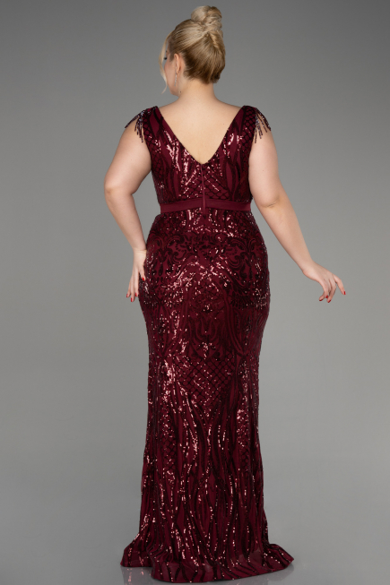 Long Burgundy Plus Size Engagement Dress ABU3876