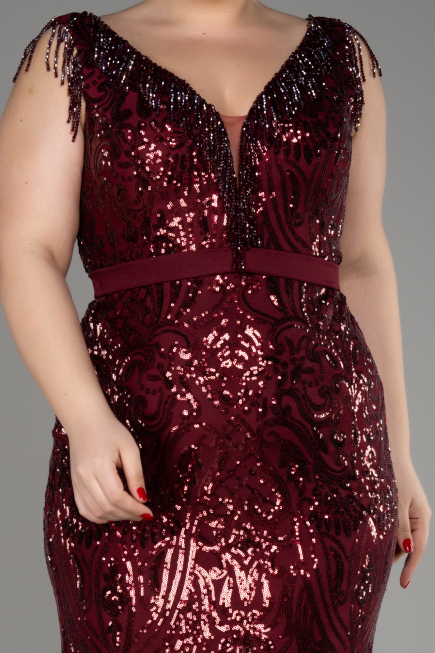 Long Burgundy Plus Size Engagement Dress ABU3876