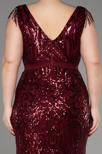 Long Burgundy Plus Size Engagement Dress ABU3876