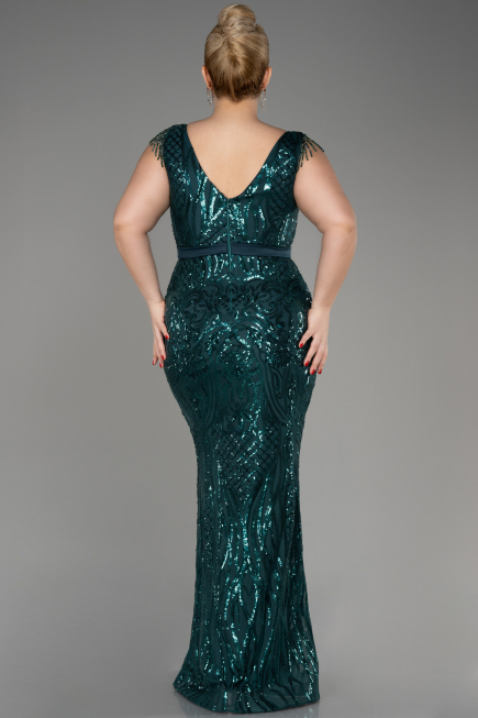 Long Emerald Green Plus Size Engagement Dress ABU3876