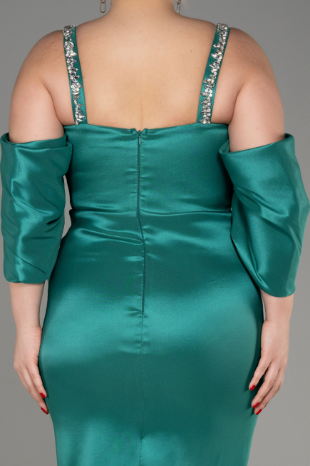 Green Slit Long Plus Size Evening Dress ABU3921