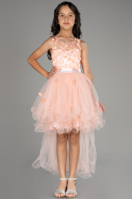 Front Short Back Long Salmon Girl Dress ABO106