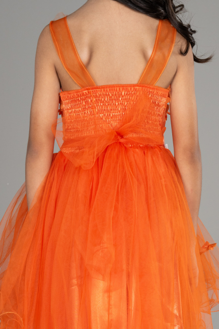 Front Short Back Long Orange Girl Dress ABO106