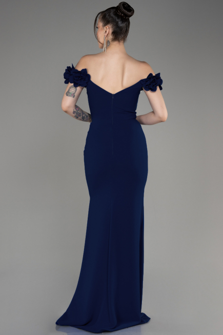 Navy Blue Long Mermaid Evening Gown ABU3891