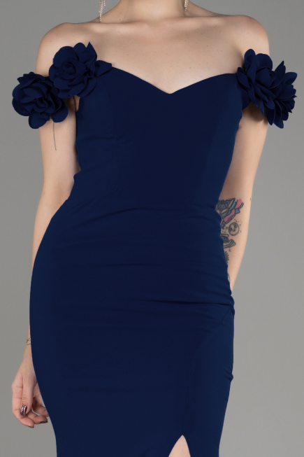 Navy Blue Long Mermaid Evening Gown ABU3891