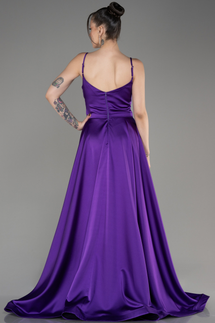 Purple Long Satin Evening Dress ABU1601