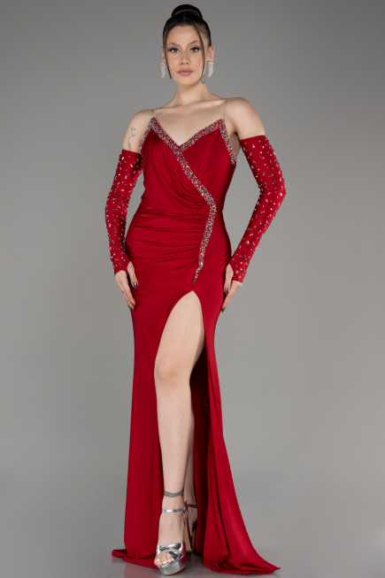 Red Strapless Long Evening Dress ABU3824