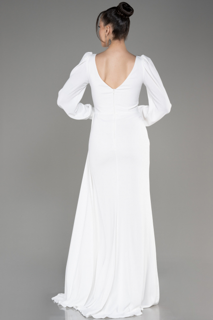 White Long Chiffon Evening Dress ABU3885