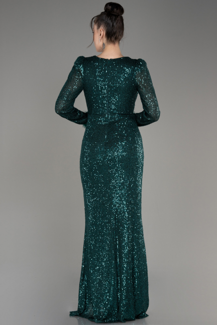 Long Emerald Green Scaly Mermaid Prom Dress ABU3177