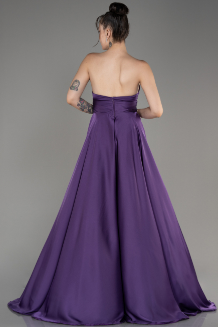 Lilac Strapless Long Satin Prom Dress ABU3965