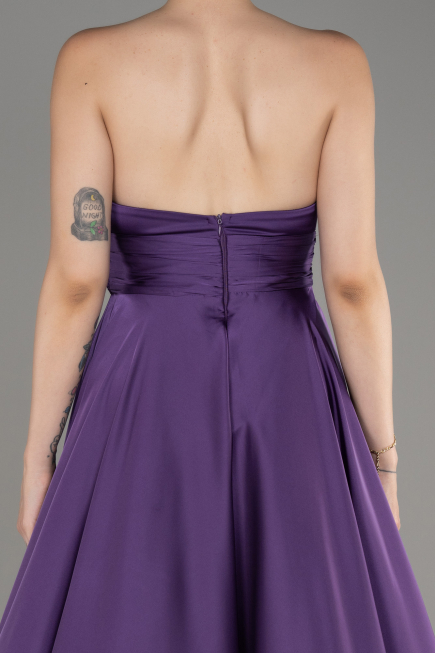 Lilac Strapless Long Satin Prom Dress ABU3965