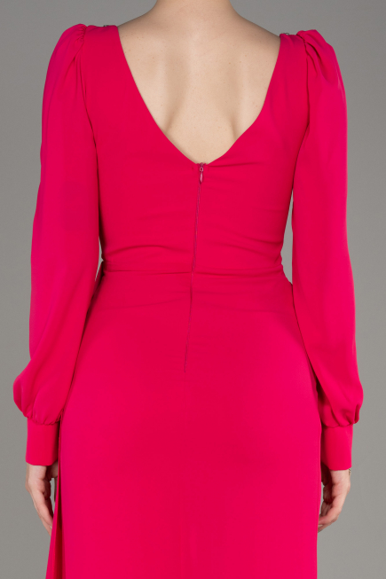 Fuchsia Long Chiffon Evening Dress ABU3885