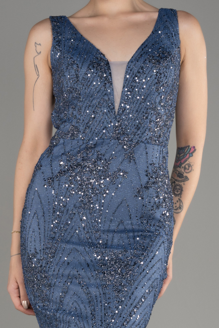 Grey-Indigo Long Mermaid Prom Dress ABU3178