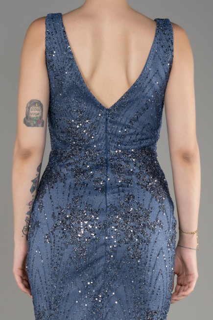 Grey-Indigo Long Mermaid Prom Dress ABU3178