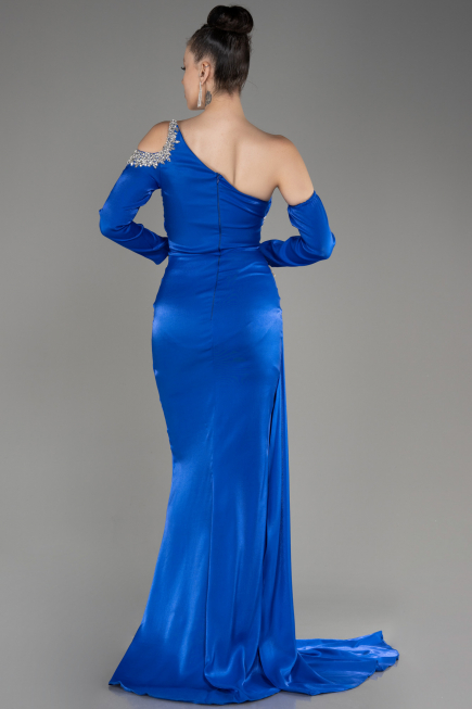 Sax Blue One Sleeve Long Formal Evening Dress ABU3976
