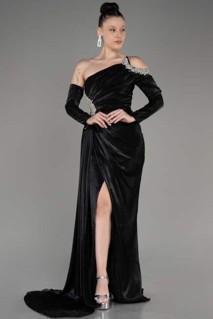 Black One Sleeve Long Formal Evening Dress ABU3976