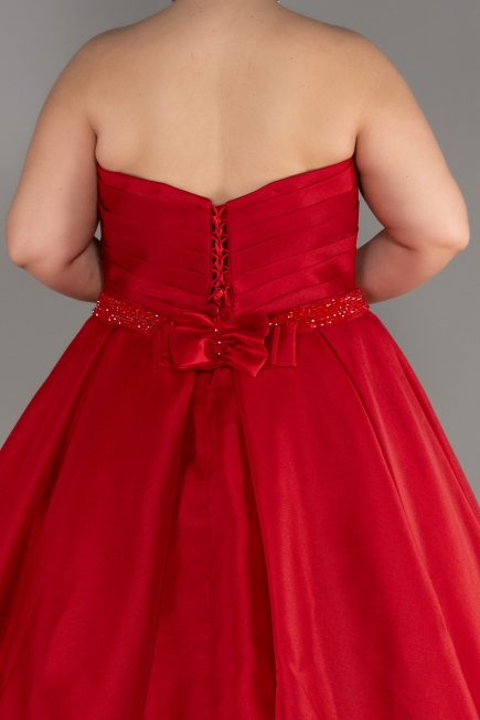 Long Red Plus Size Engagement Dress ABU3619