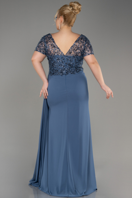 Indigo Long Chiffon Plus Size Engagement Dress ABU3731