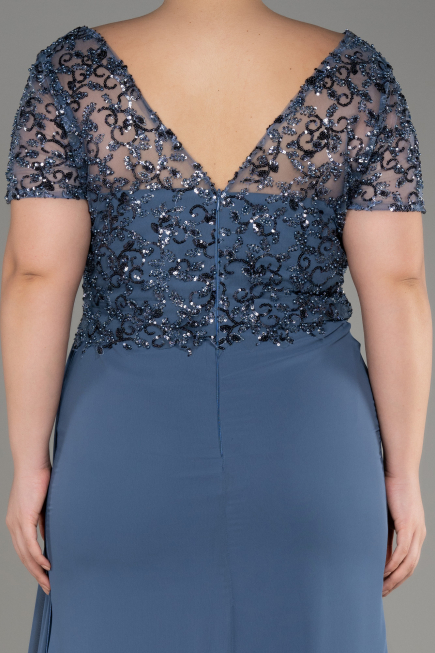 Indigo Long Chiffon Plus Size Engagement Dress ABU3731