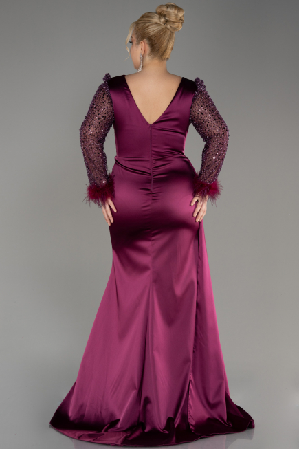 Cherry Colored Long Plus Size Evening Dress ABU3237