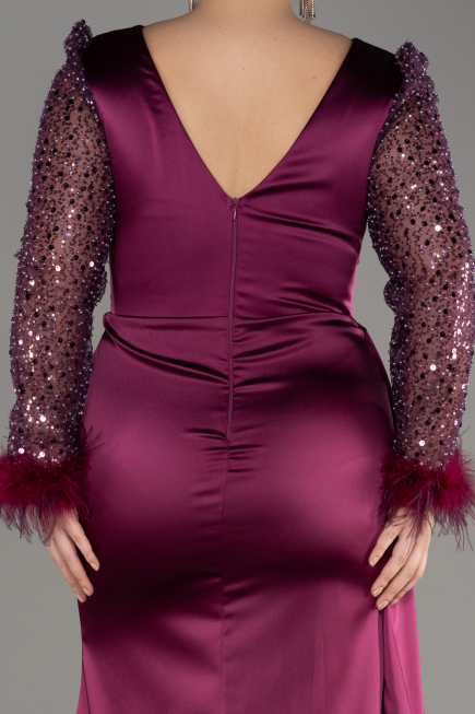 Cherry Colored Long Plus Size Evening Dress ABU3237