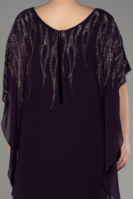 Dark Purple Chiffon Plus Size Evening Dress ABT111