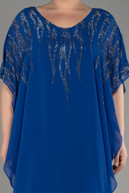 Sax Blue Chiffon Plus Size Evening Dress ABT111