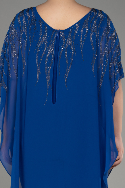 Sax Blue Chiffon Plus Size Evening Dress ABT111