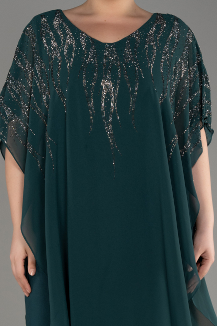 Emerald Green Chiffon Plus Size Evening Dress ABT111