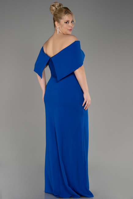 Sax Blue Long Plus Size Evening Gown ABU3945